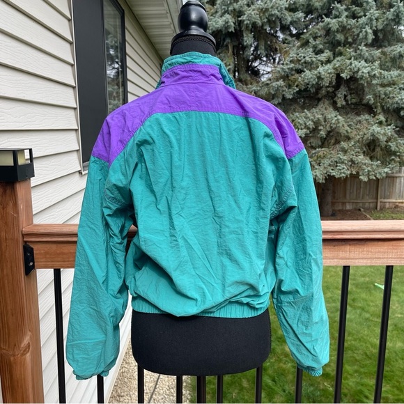 Vintage Nike Jacket Women’s Sz Small Teal Purple Windbreaker Full Zip Retro 90s - Picture 4 of 14